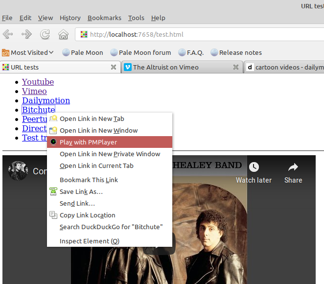 PMPlayer context menu screenshot